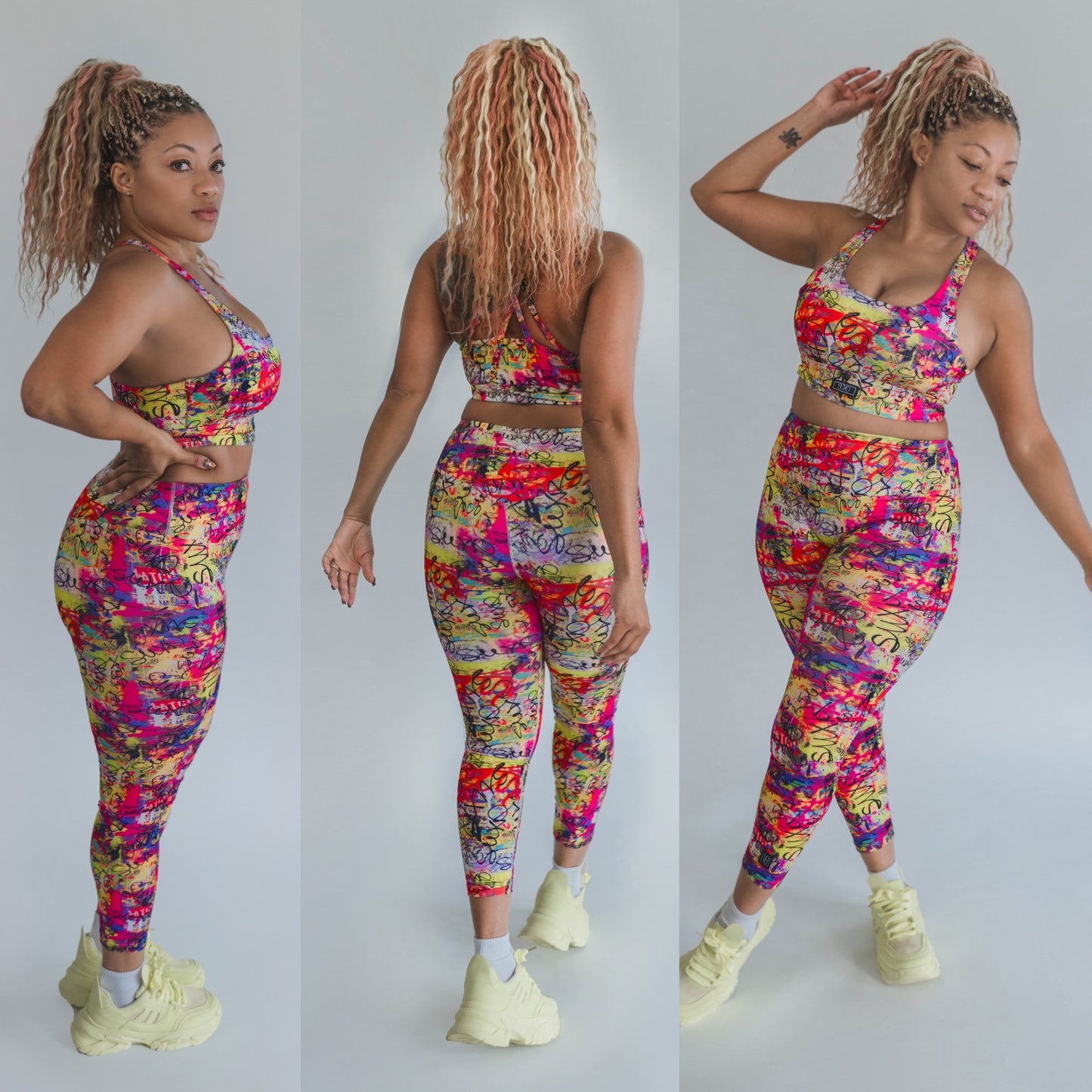 SUXQ SWAG Electric Print Medium Impact Sports Bra