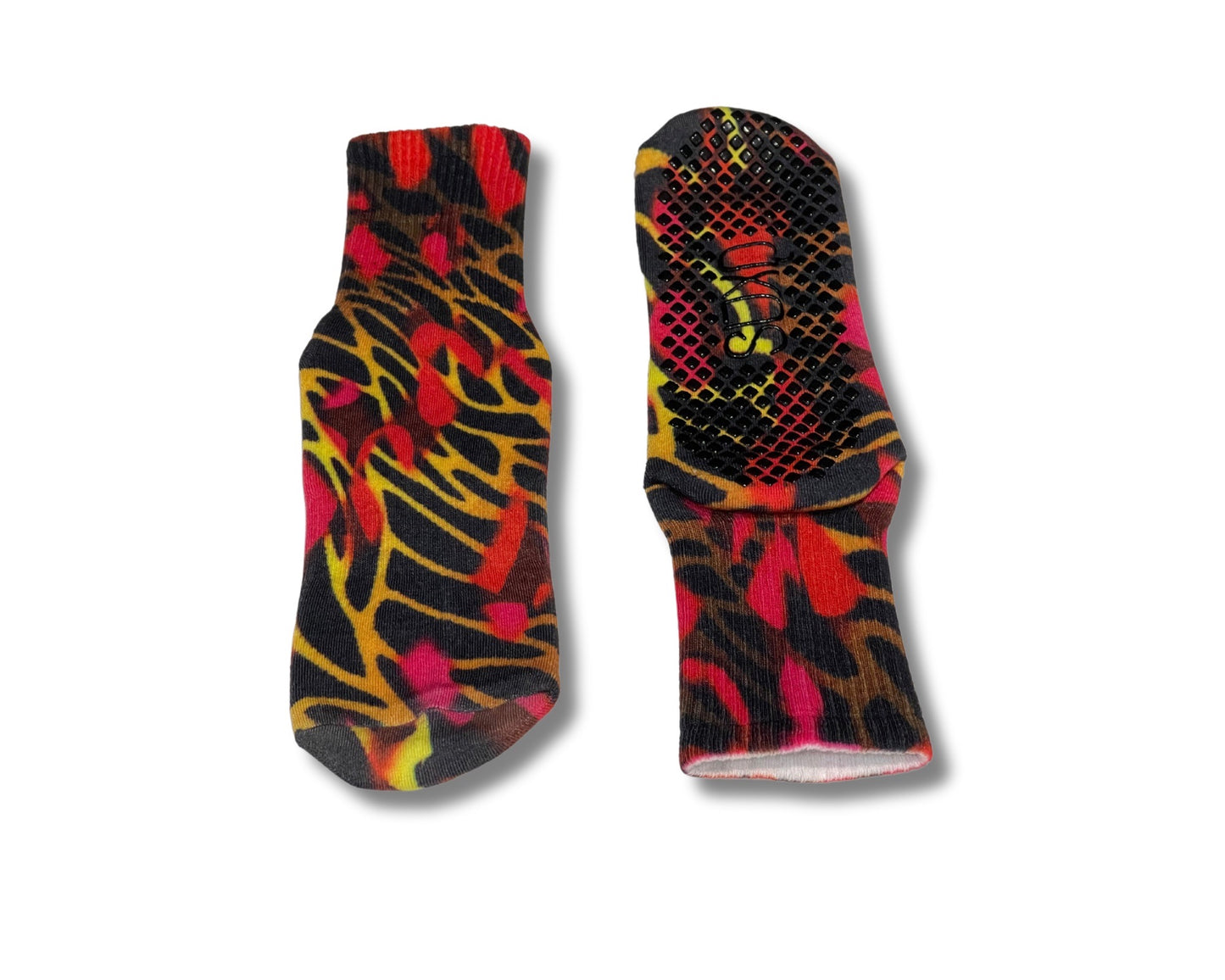 Funny Pilates Images Tiger Heart Quarter Crew Cozy Socks With Grippers