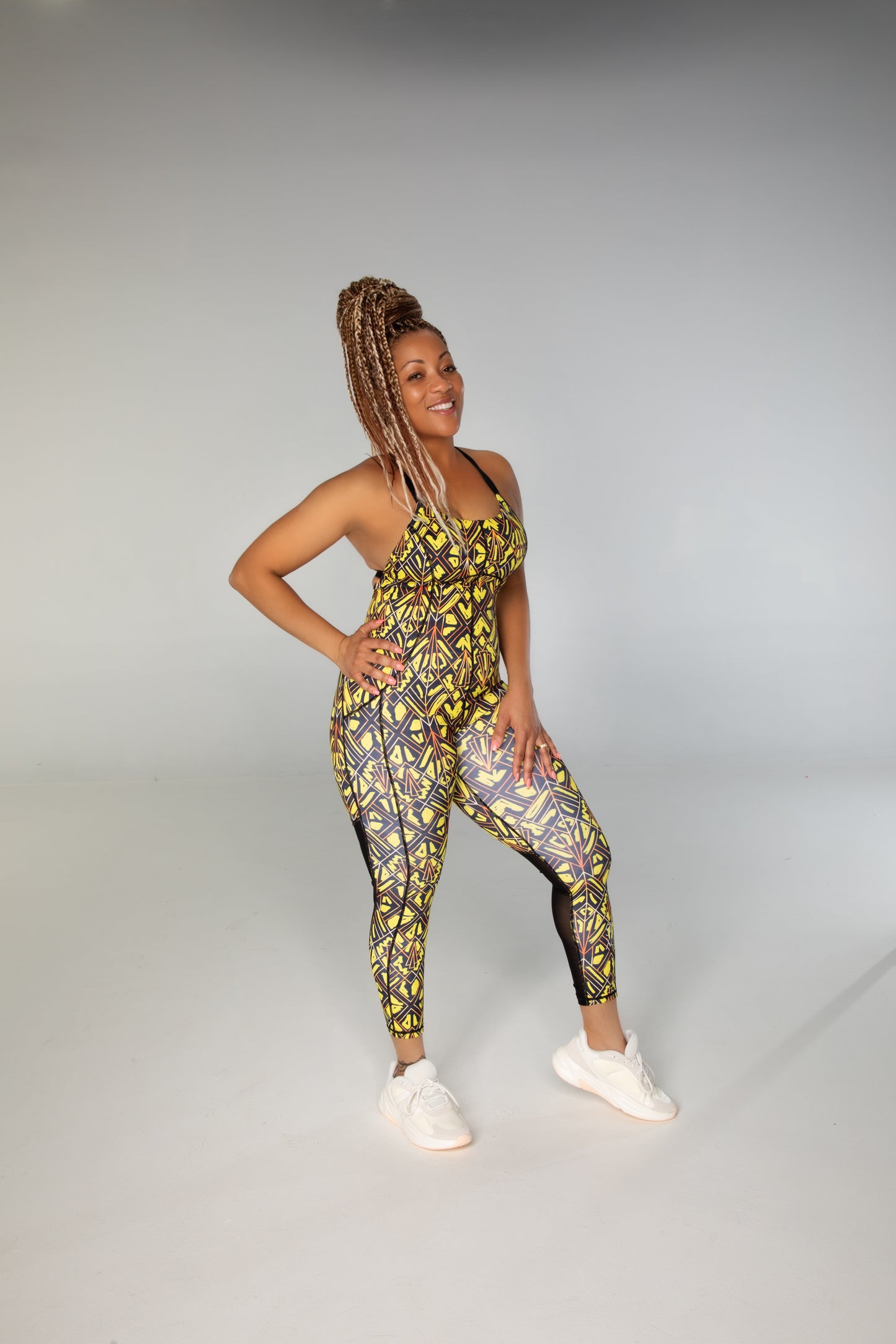 Womens Bumble Bee Theme Print Mesh Jumpsuit