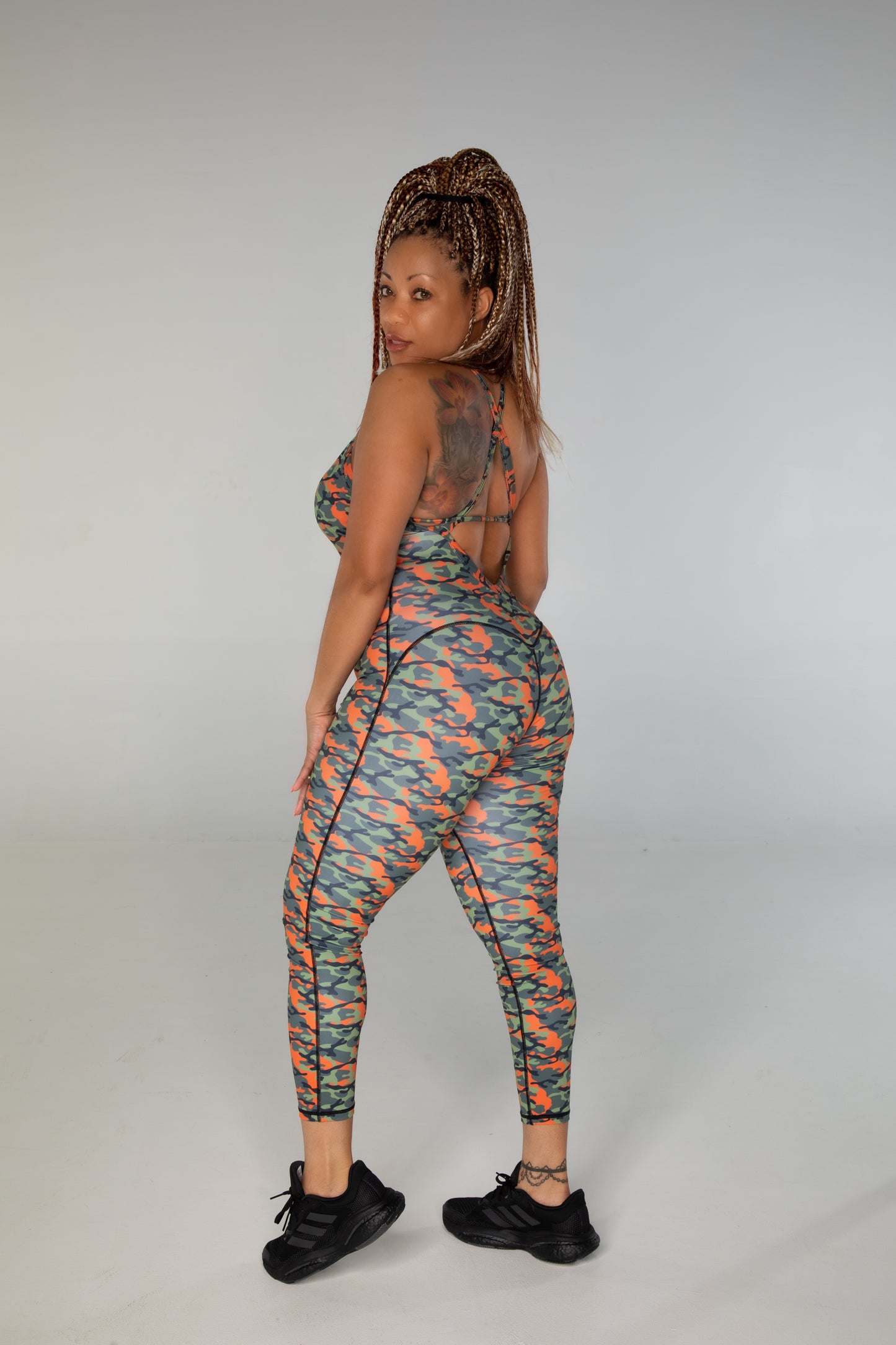 Sportswear 1 Piece Cross Strap Print Jumpsuit Camo Classic