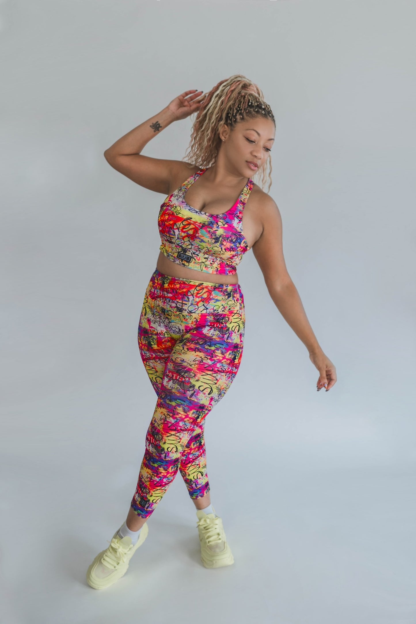 SUXQ SWAG Electric Print Medium Impact Sports Bra