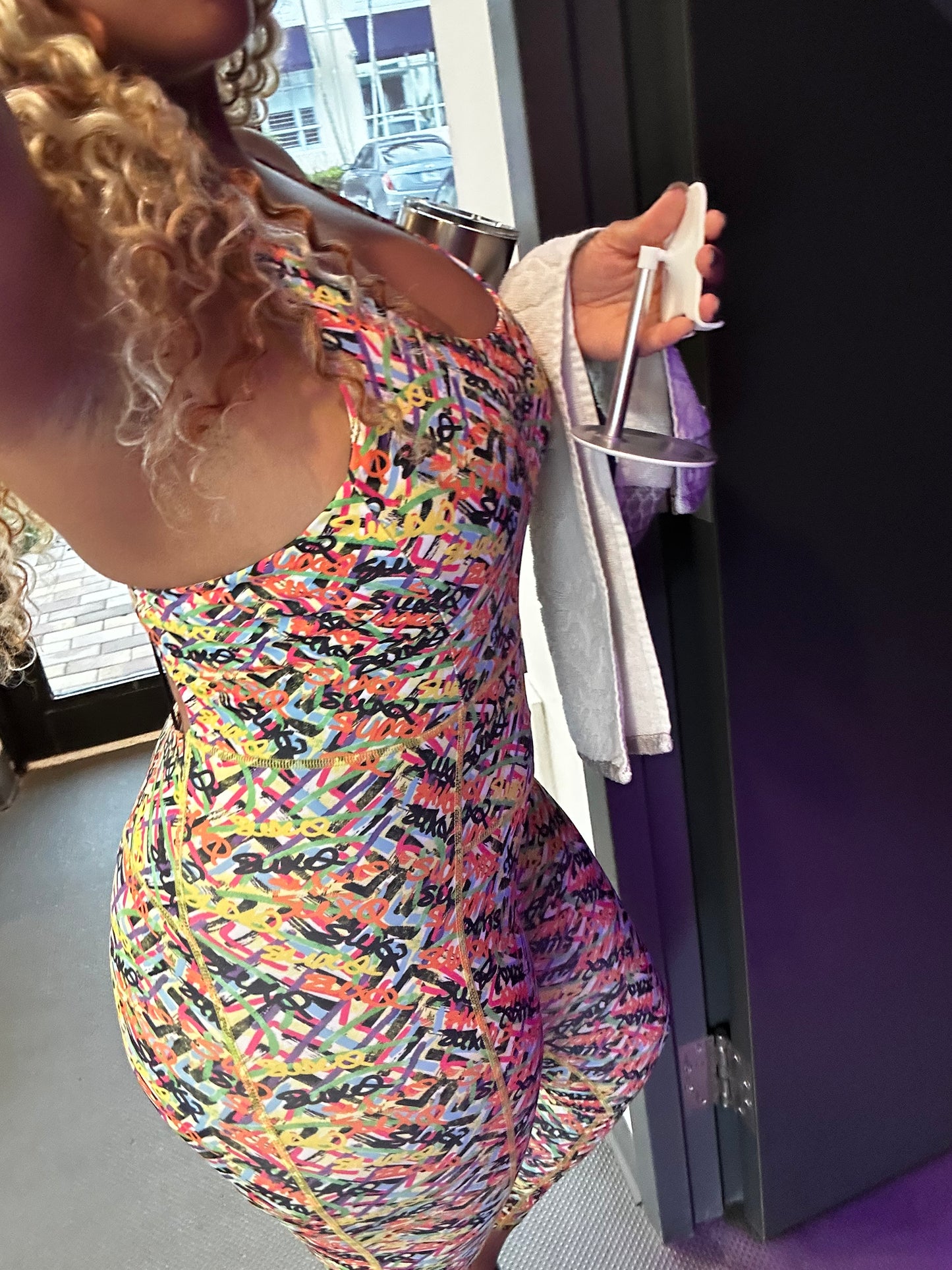 SUXQ SWAG Curvy Womens Fitted Printed Jumpsuit
