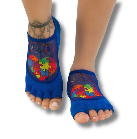 Autism Awareness Colors Novelty Ankle Open Toe Mesh Grip Sock