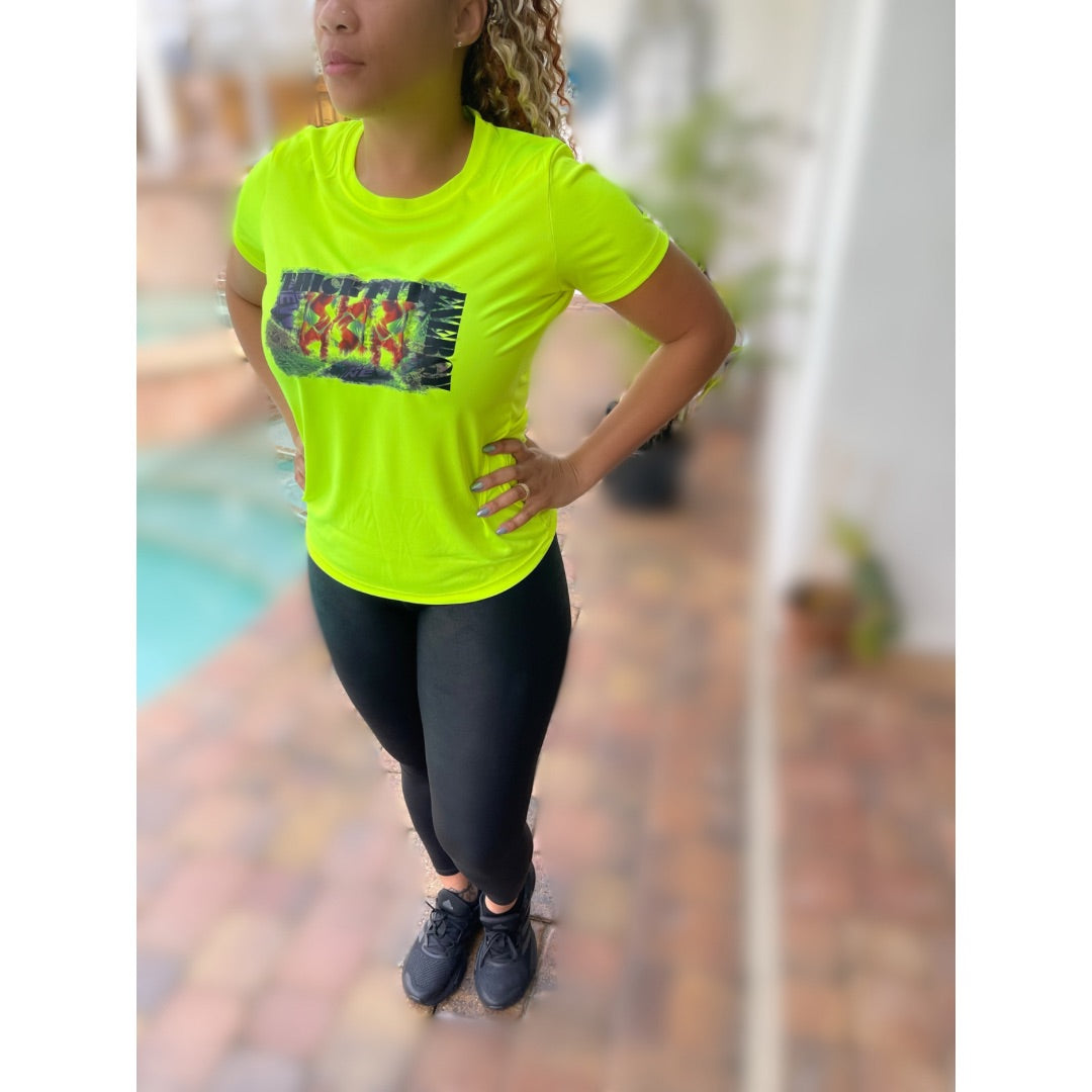 Women Thick Fit Energy Short Sleeve Graphic Tee Neon